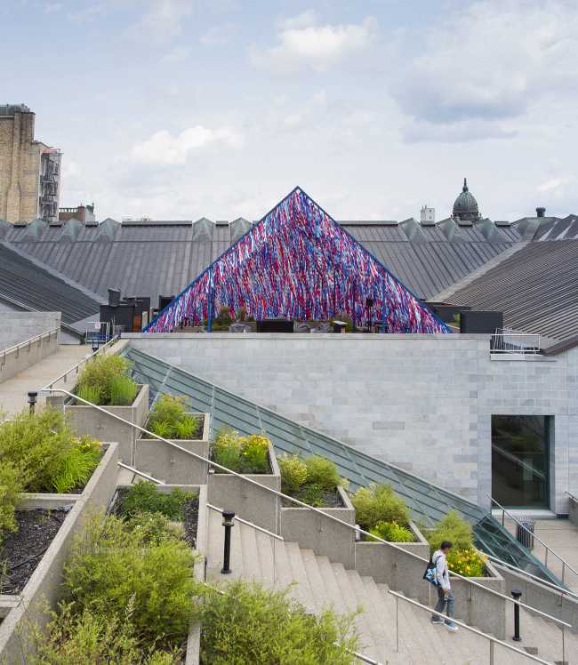 Roof Line Garden. Coloured ribbons to create a space for socialising
