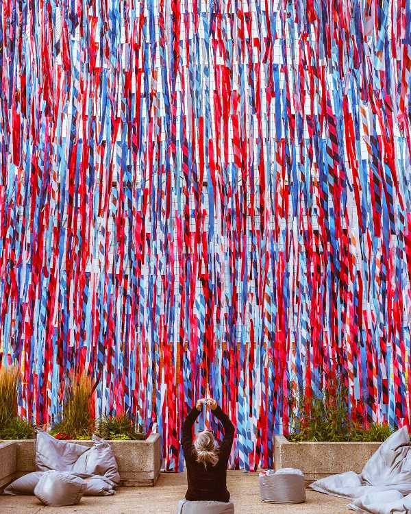 Roof Line Garden. Coloured ribbons to create a space for socialising