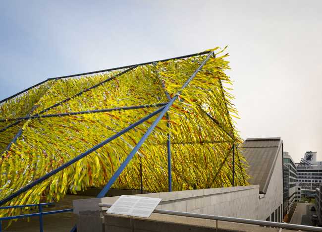 Roof Line Garden. Coloured ribbons to create a space for socialising