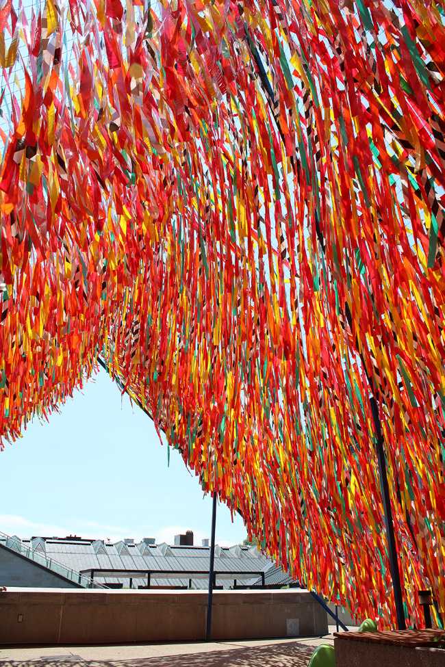 Roof Line Garden. Coloured ribbons to create a space for socialising