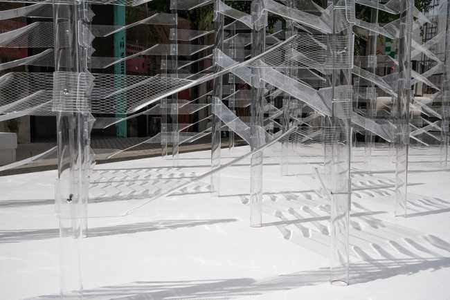 Kori. An installation which invites passersby to play with its transparent features