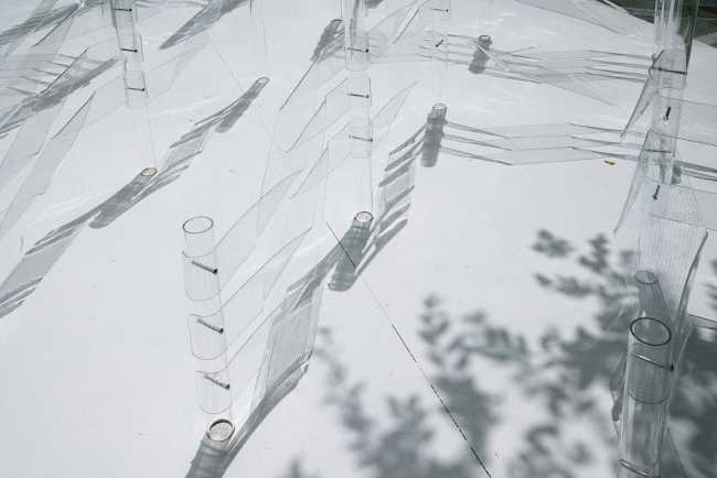 Kori. An installation which invites passersby to play with its transparent features