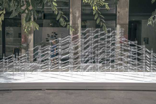 Kori. An installation which invites passersby to play with its transparent features