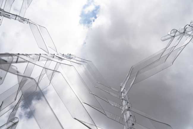 Kori. An installation which invites passersby to play with its transparent features