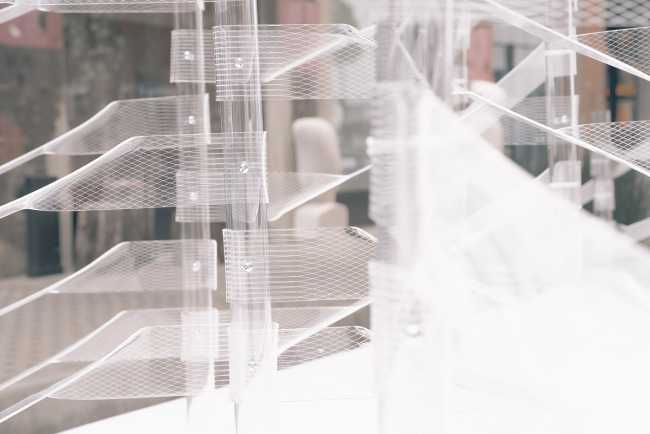 Kori. An installation which invites passersby to play with its transparent features