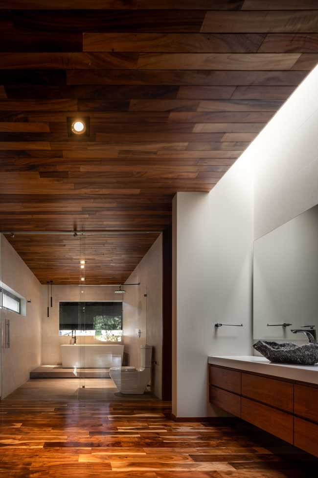 At Casa entre Pinos, flexible spaces, natural light and the vegetation define the architecture