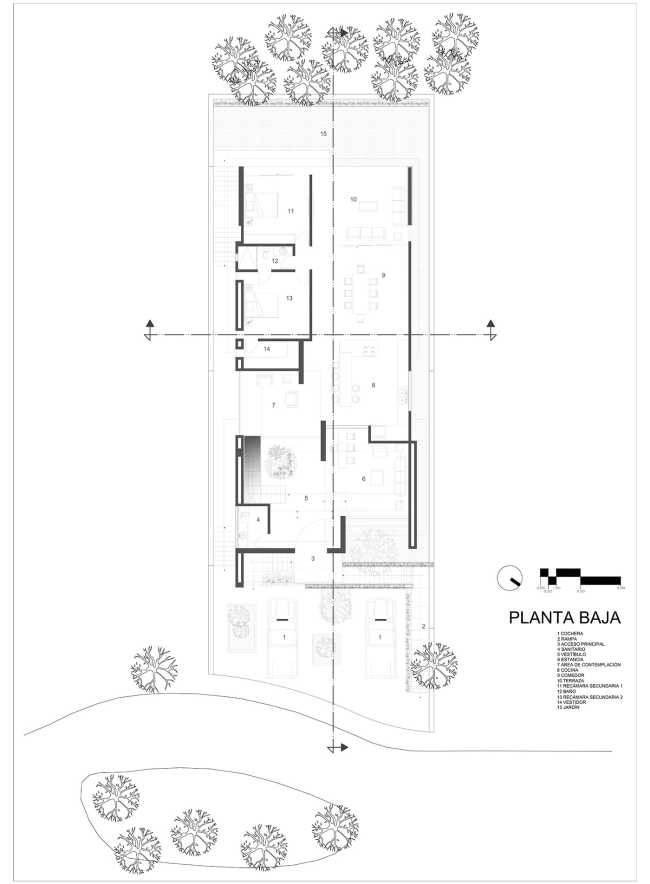 At Casa entre Pinos, flexible spaces, natural light and the vegetation define the architecture