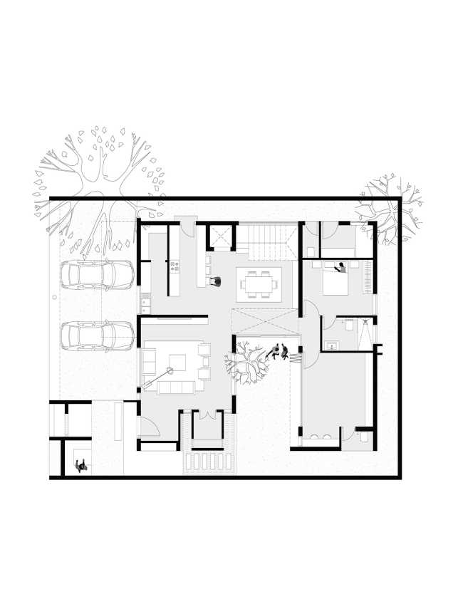 L'espace qui embrasse la nature et toute la famille : Courtyard House