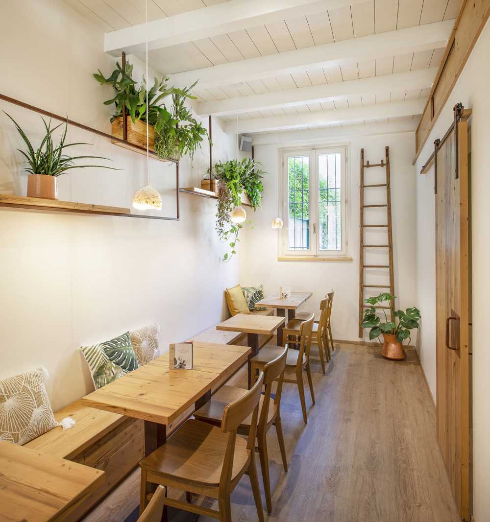 Diseño de líneas finas y un moodboard natural para el Bloom 33 Botanic Bar de la calle Mazzini en Crema