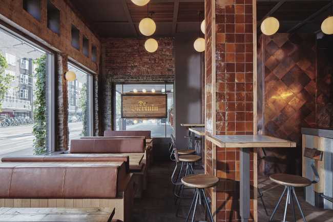 De Biertuin West in Amsterdam. Interior and exterior design inspired by the German biergärten
