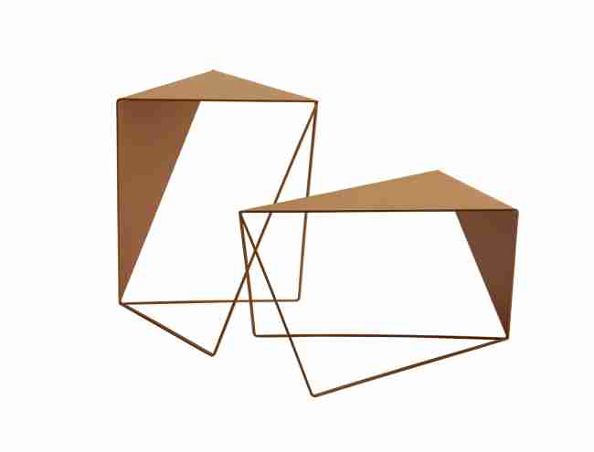 Inverse coffee tables, sculptural figures and simple geometrical designs to add personality to the environment