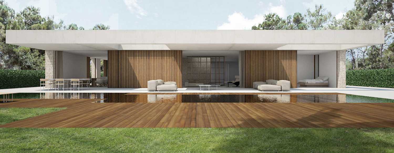 House in la Cañada: the courtyard, the heart of the house echoes the Roman atrium