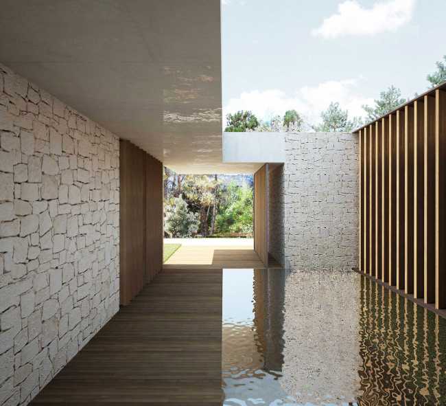 House in la Cañada: the courtyard, the heart of the house echoes the Roman atrium