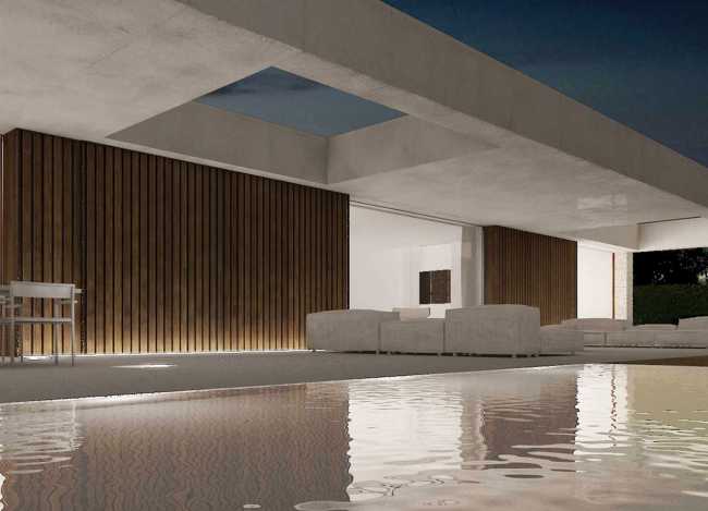 House in la Cañada: the courtyard, the heart of the house echoes the Roman atrium