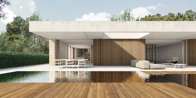 House in la Cañada: the courtyard, the heart of the house echoes the Roman atrium