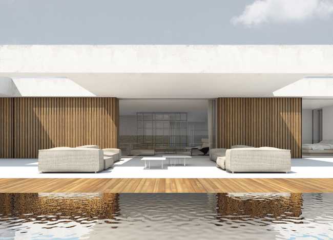 House in la Cañada: the courtyard, the heart of the house echoes the Roman atrium