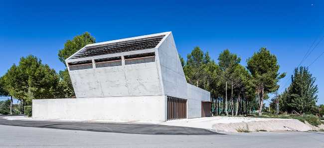 The emblematic Tanatorium for greeting the dead caressed by a mystical light