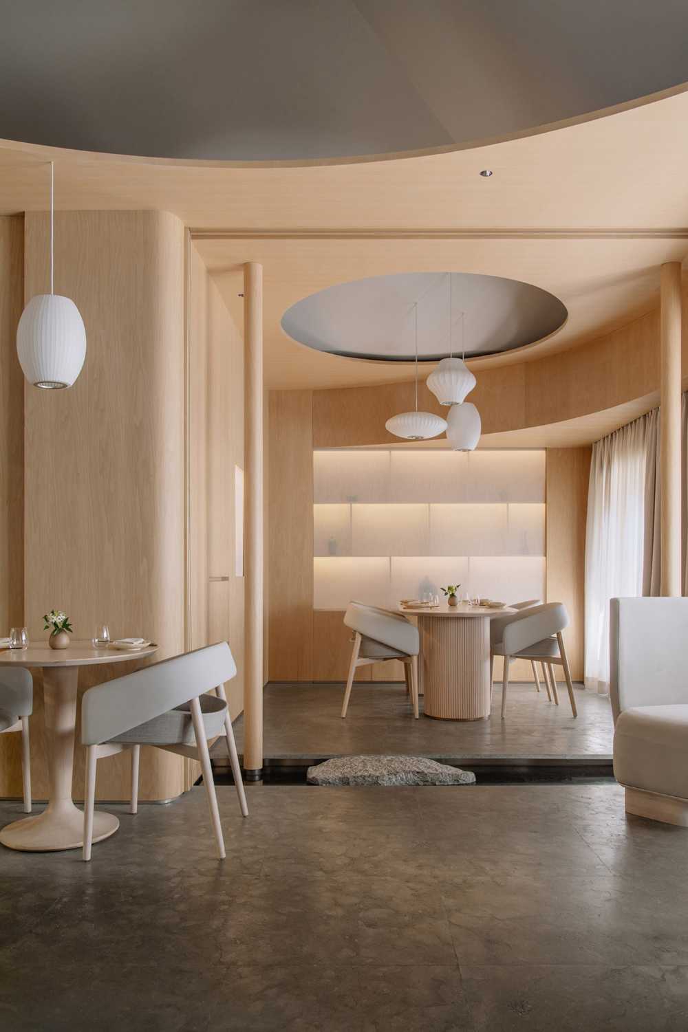 Interior design of Lunar restaurant, an oasis of refuge from the frenzy