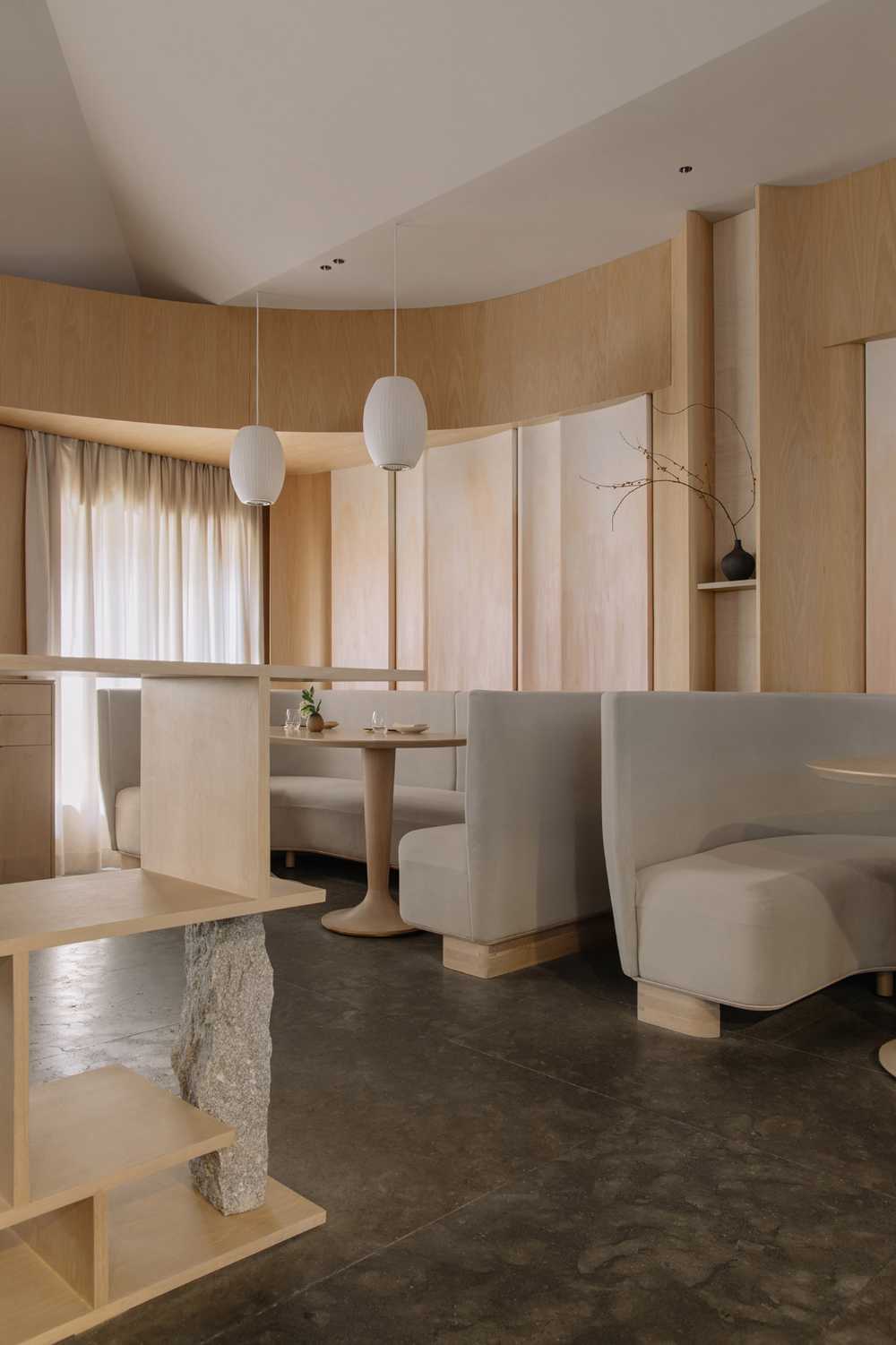 Interior design of Lunar restaurant, an oasis of refuge from the frenzy