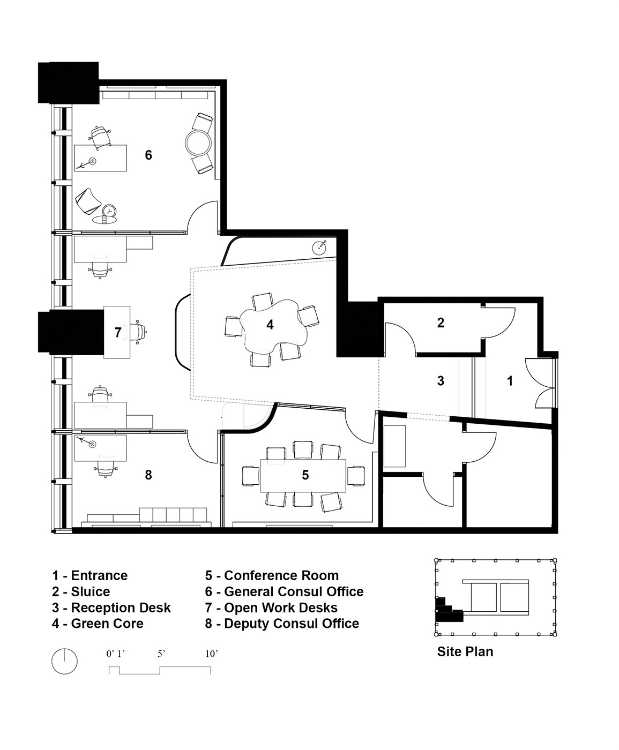 Consulado suizo de Chicago, el proyecto de diseño de interiores inspirado en la arquitectura orgánica de Otto Kolb.