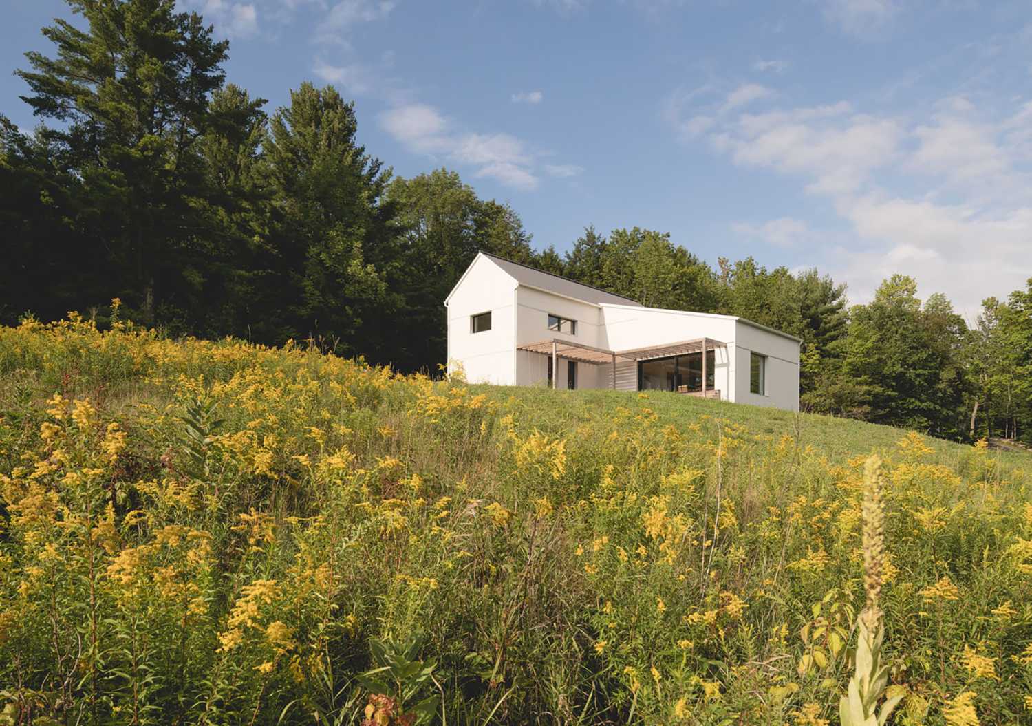 Una silhoutte presa in prestito dal vocabolario degli edifici rurali del New England: Saltbox Passive House