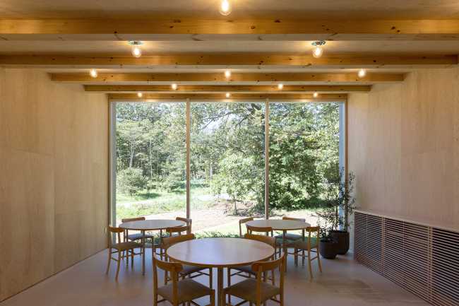 The hotel nestled at the foot of the hill which runs toward Mount Fuji