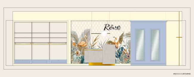 Revival des années 1960 pour le design du magasin Reve : boutique de mode habillée de bois, d'or et de couleurs pastel