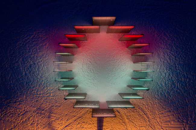 From the simplicity of the form to the depth of the art: Town Enclosure, a laminated wood installation