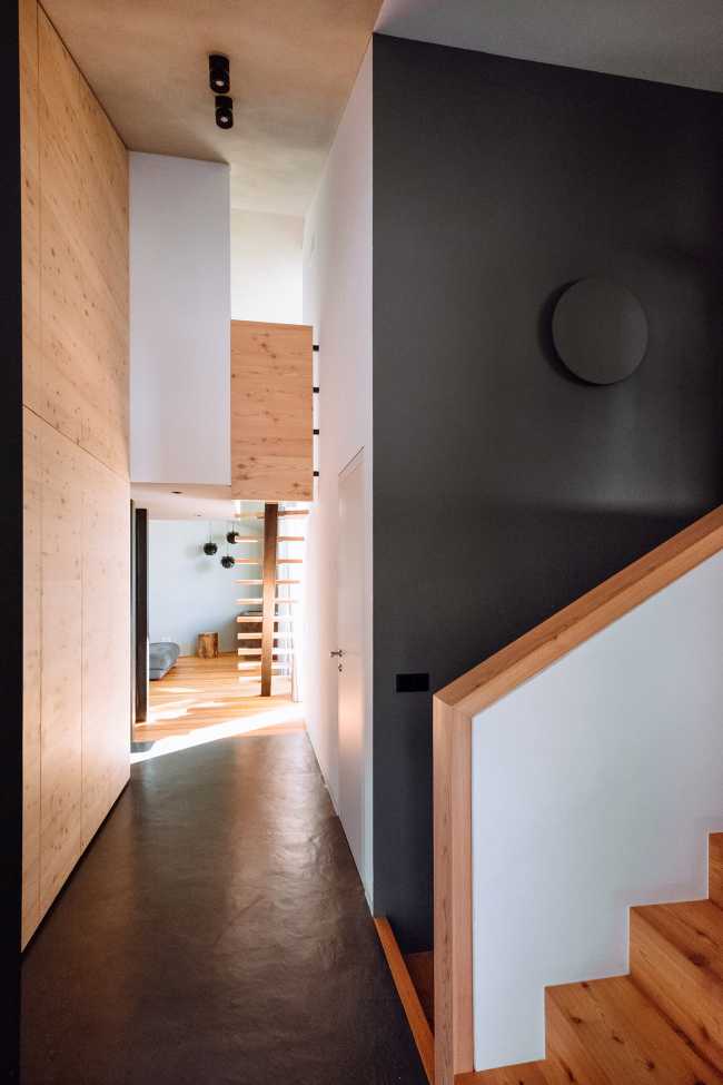 Revestimiento de madera y detalles de acero ennegrecido en la House L para integrar la arquitectura en un espacio natural protegido