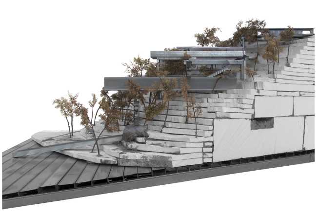 Una cascada de espacios acomodados a lo largo de la pendiente para la Zig Zag House