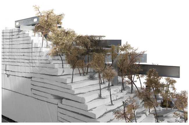 Una cascada de espacios acomodados a lo largo de la pendiente para la Zig Zag House