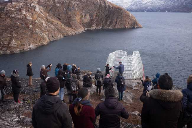 A glazed brick casket that is inspired by the reflections of the moon on the snow