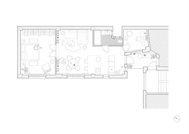 The renovation of the Apartment H in Bratislava's Old Town. A rational layout and a contrast between the white and the primary colors
