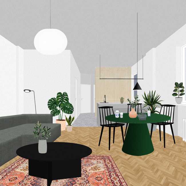 The renovation of the Apartment H in Bratislava's Old Town. A rational layout and a contrast between the white and the primary colors