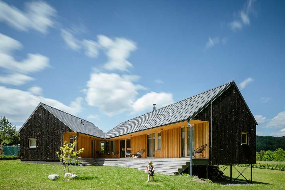 New construction of a single-family home with in-law suite made of wood intended to be self-built