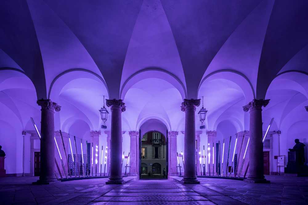 Transsensorial Gateway. An installation of light and sound designed to represent and stimulate human contact
