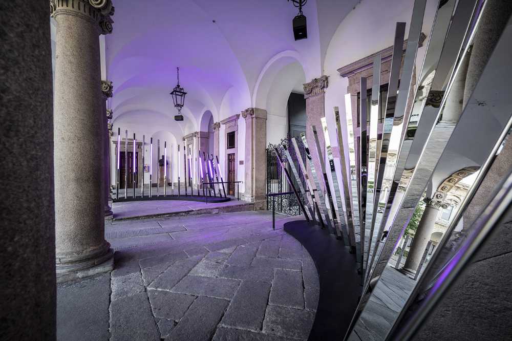Transsensorial Gateway. An installation of light and sound designed to represent and stimulate human contact
