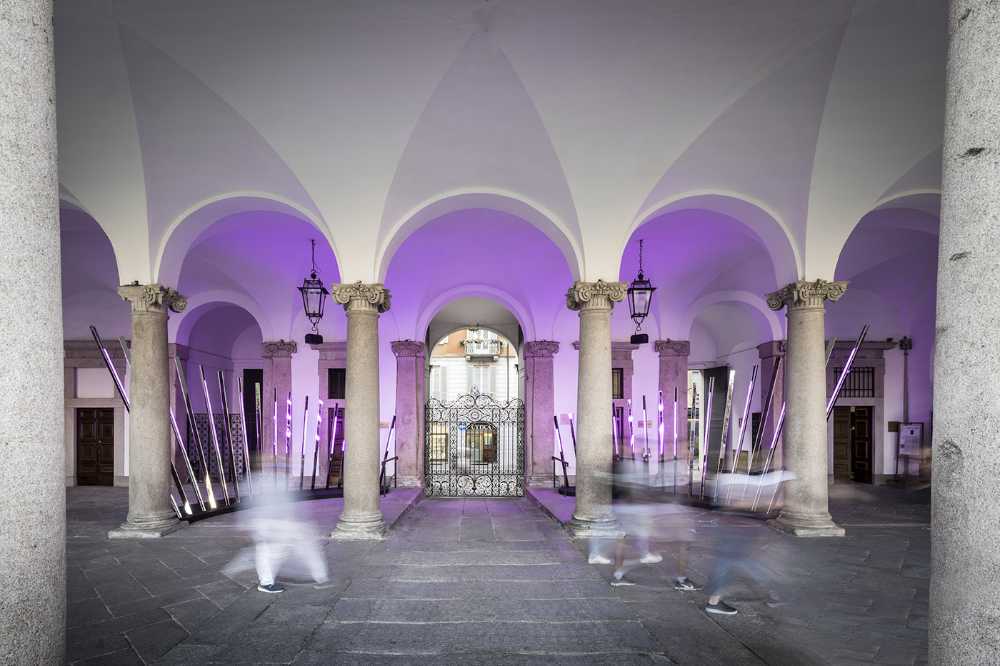 Transsensorial Gateway. An installation of light and sound designed to represent and stimulate human contact