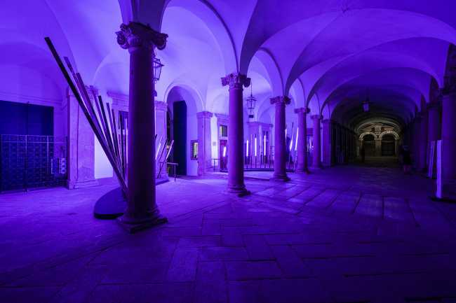Transsensorial Gateway. An installation of light and sound designed to represent and stimulate human contact