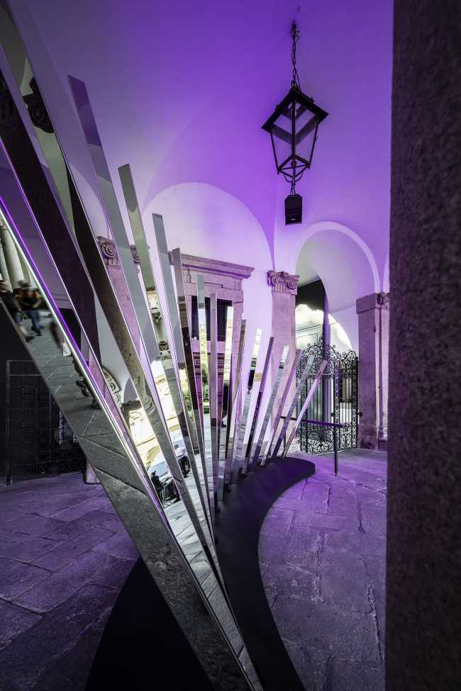 Transsensorial Gateway. An installation of light and sound designed to represent and stimulate human contact