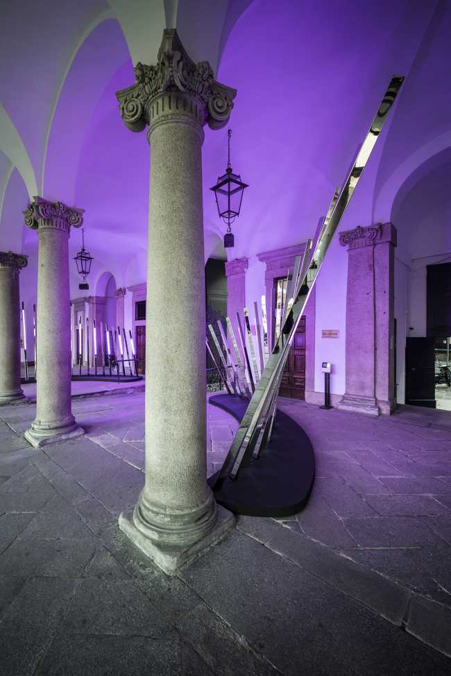Transsensorial Gateway. An installation of light and sound designed to represent and stimulate human contact
