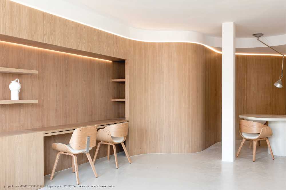 EMB Apartment. Two architectural elements would solve the design of the entire living space