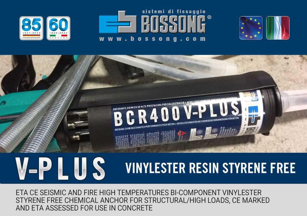 Resina vinilestere sismica per barre e ReBar – BCR V-PLUS