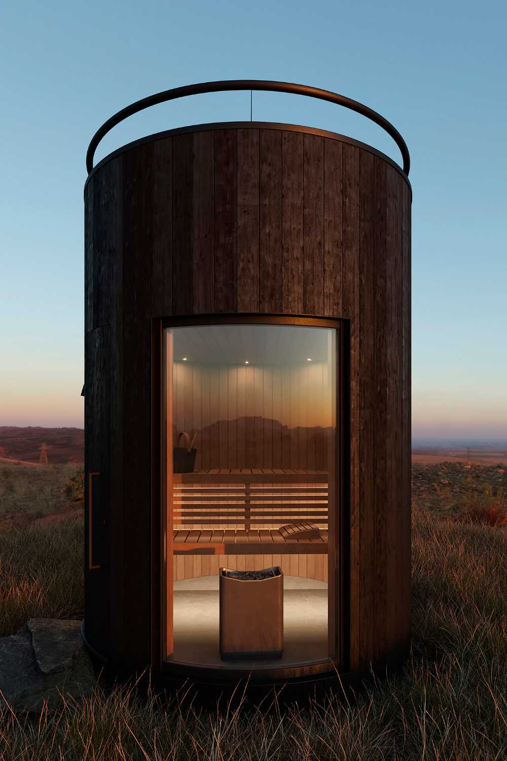 Elegant and minimal design in the middle of nature: LumiPod Sauna