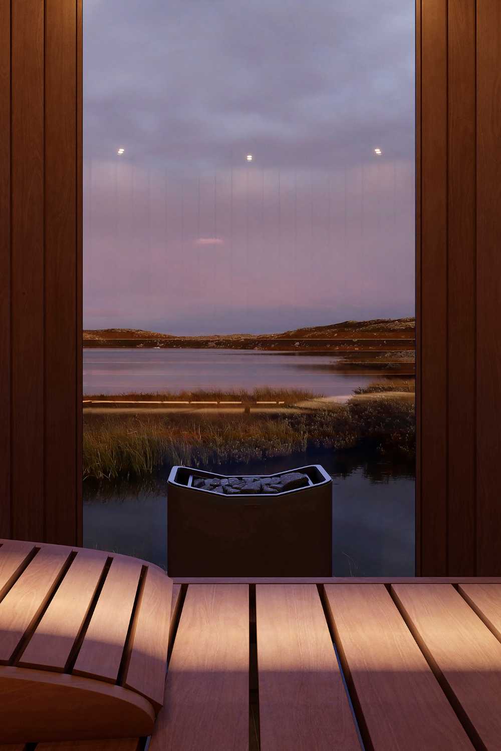 Elegant and minimal design in the middle of nature: LumiPod Sauna