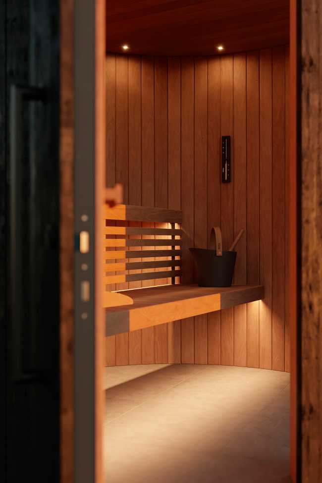 Elegant and minimal design in the middle of nature: LumiPod Sauna