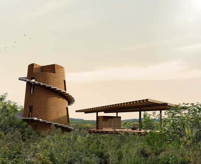 Confined spaces and open up platforms, the preservation of and exposure to the landscape. The exploration of a primitive and essential architecture