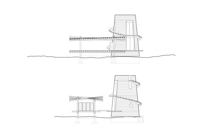 Confined spaces and open up platforms, the preservation of and exposure to the landscape. The exploration of a primitive and essential architecture