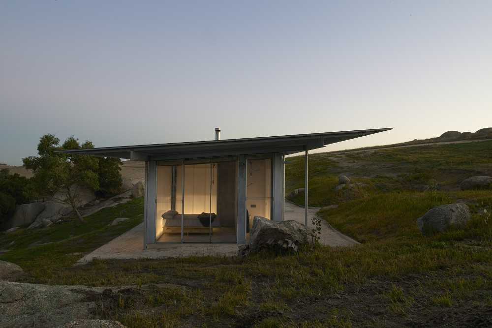 Shelter among Australian rocks. Bright light and poetic space