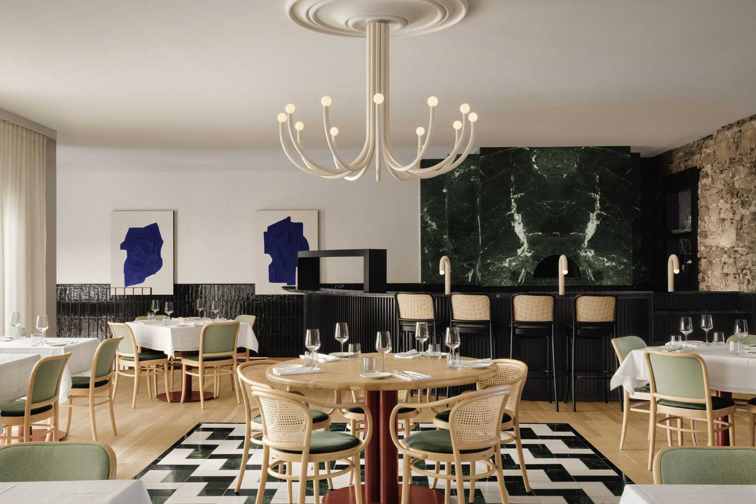 Restyling del ristorante italiano Piatti a Montreal: texture, materiali e colori proiettano i clienti tra i sapori del Mediterraneo